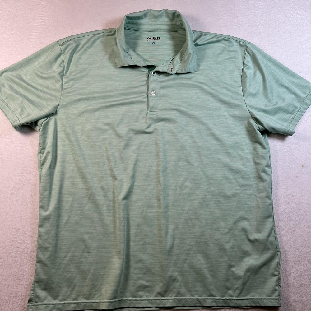 Quieti Performance Polo Shirt Mens XL Green Stripe Golf Lightweight Athletic